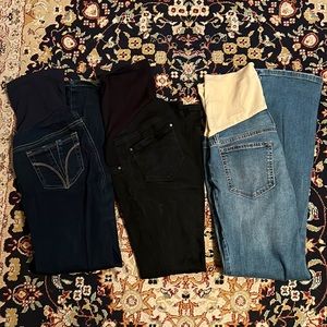 LOT 3 Maternity Jeans EUC black, indigo, and light wash